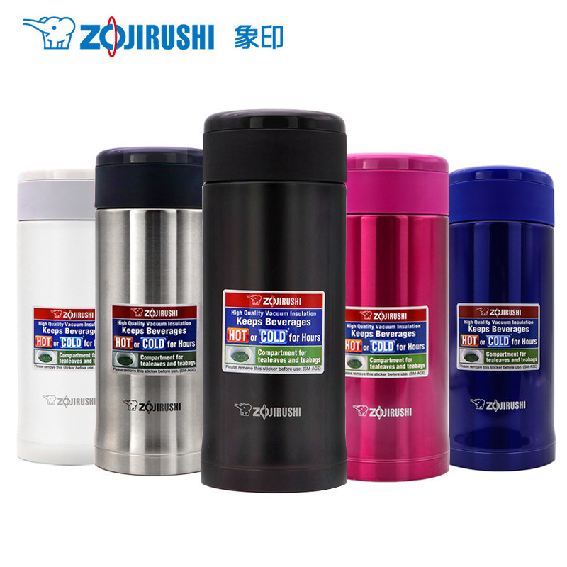 象印SM-AGE35-XA 进口不锈钢双层真空保冷保温杯/保温瓶/情侣水杯子350ml 不锈钢色