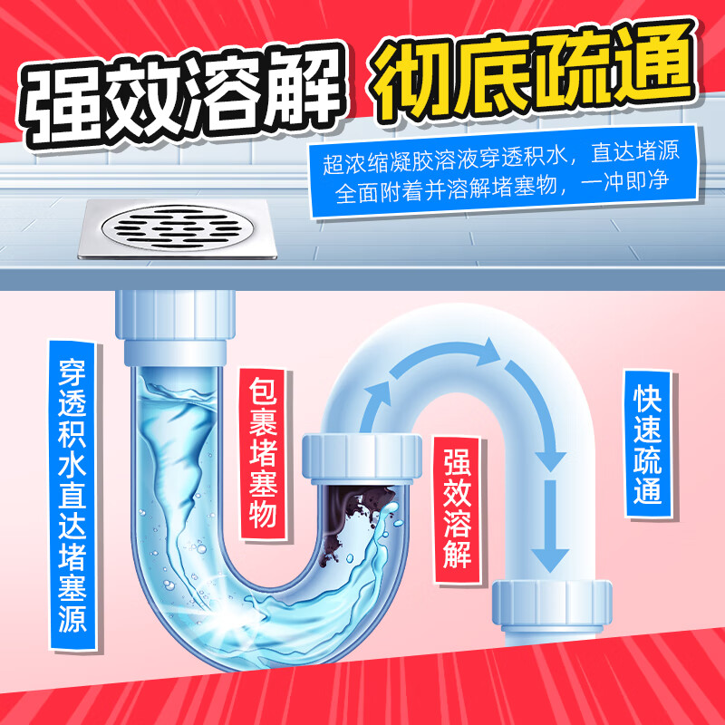 火箭管家 管道疏通剂(浓缩型)450g*4瓶高清大图