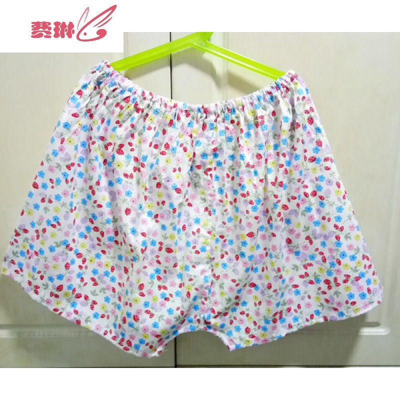 中老年女款布短裤平脚裤内裤花布妈妈奶奶裤头四角短裤费琳