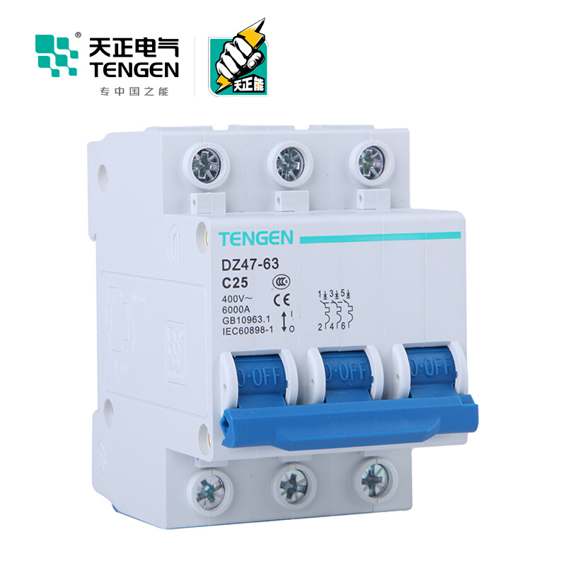 天正电气 DZ47-63 3P C 25A 4.5KA 01060020305 微型断路器