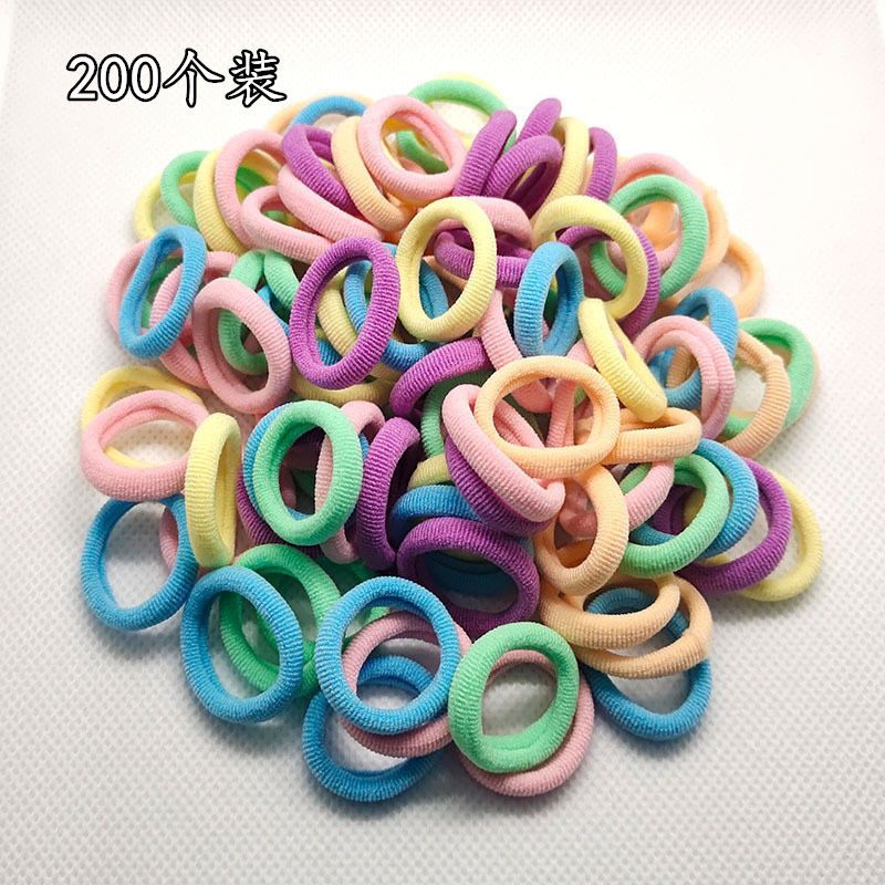 儿童橡皮筋宝宝发圈扎发小皮筋毛巾圈不伤发弹性好女童小揪揪头绳 春天色200个