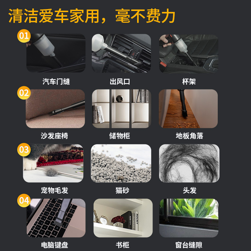 WOLFBOX狼盒车载吸尘器无线充电两用手持小型车用汽车家用车内大功率强力