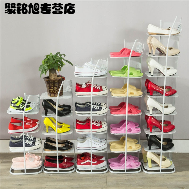 现代纯色创意铁艺鞋架家用多层简易小鞋柜宿舍防尘经济型收纳拖鞋架子简约时尚家居家用生活日用多功能设计收纳用品金属工艺鞋架