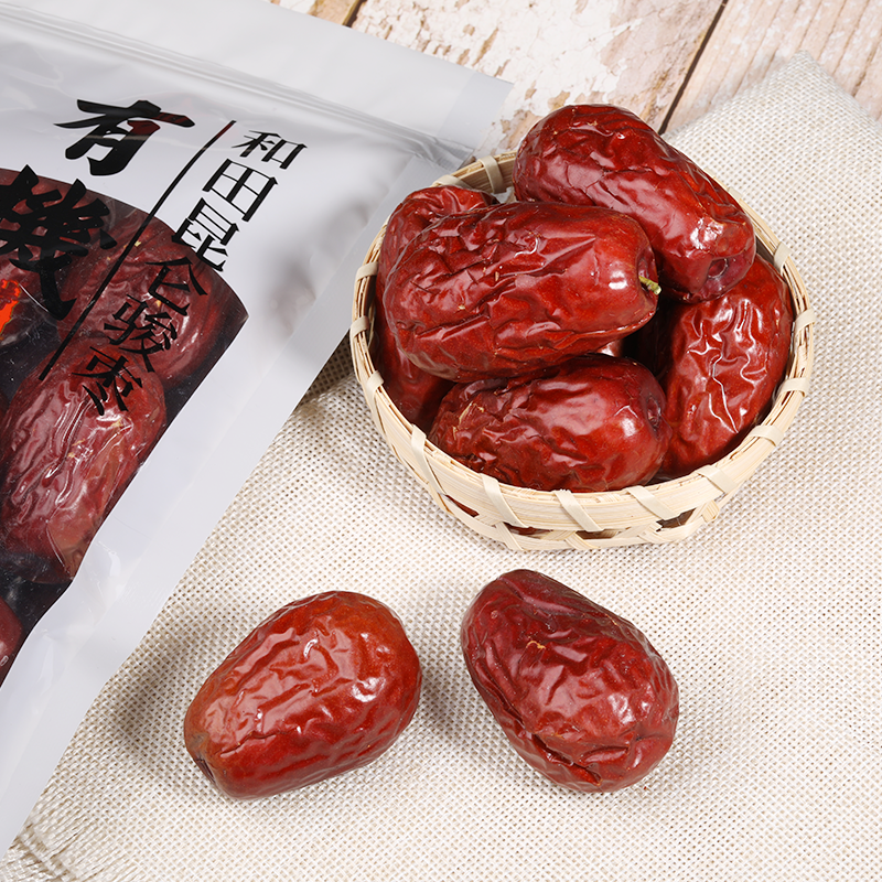吴巨枣和田昆仑骏枣–350克-袋装 有机认证-免洗即食新疆特产特大超大红枣馈赠礼品健体养颜煲汤煮粥大枣零食