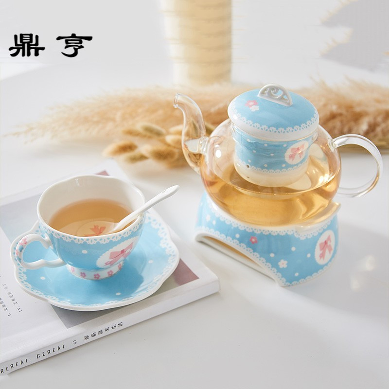 鼎亨日系陶瓷玻璃茶具花茶壶煮水果茶壶套装加热下午茶杯花茶具整
