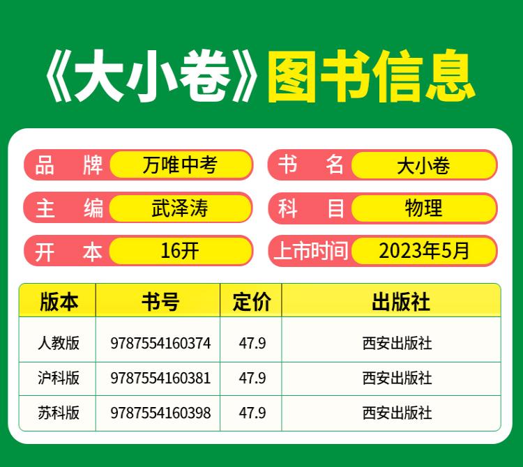 2025版万唯中考 大小卷九年级物理全一册人教版初中专题训练初三物理9年级单元同步训练试卷知识大全期中模拟期末复习冲刺高清大图