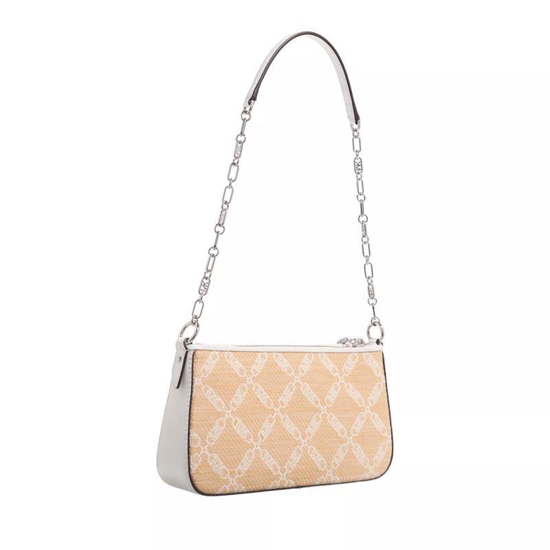 迈克·科尔斯(MICHAEL KORS)女士单肩包自然米白麻料链条斜挎包实
