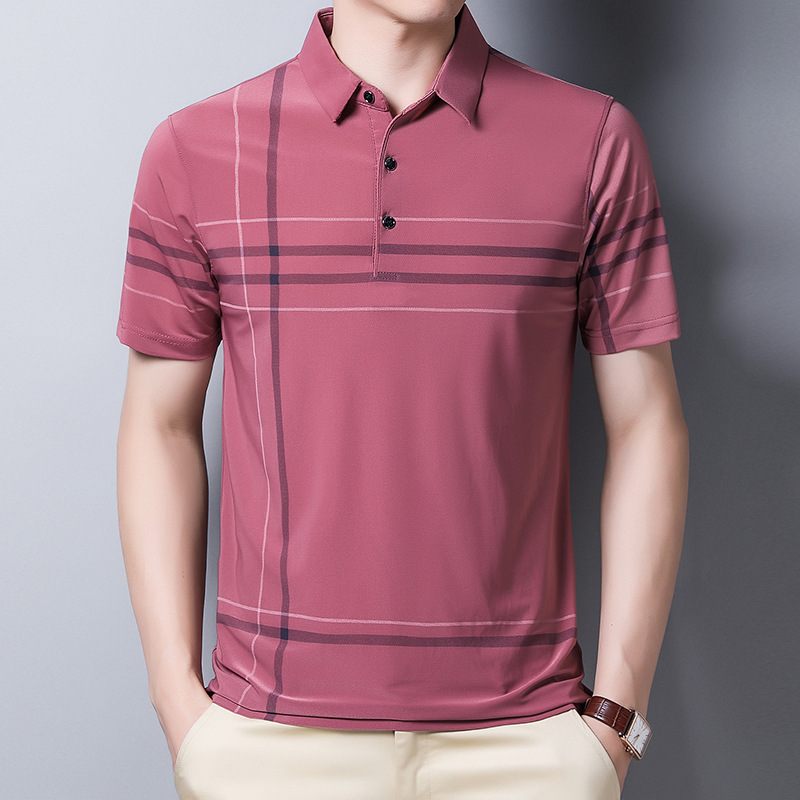 翻领冰丝polo衫男士短袖t恤男装夏季速干工作服体恤男马球衫高清大图
