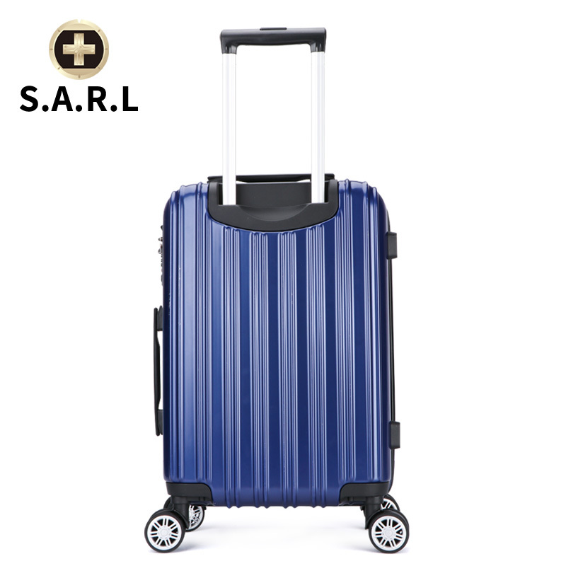 S.A.R.L瑞士拉杆箱 可放15.6英寸 手提电脑包拉链静音万向轮旅行箱 男女密码锁箱PC+ABS 蓝色24寸