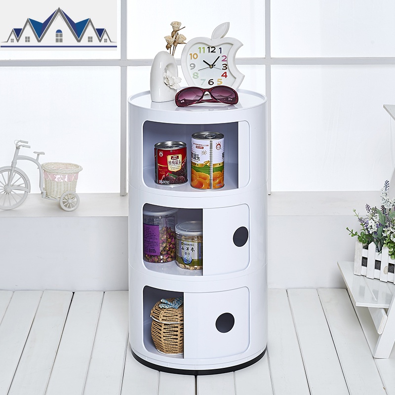 圆形收纳箱塑料床头柜简约现代迷你柜收纳柜欧式浴室柜收纳储物柜 三维工匠高清大图