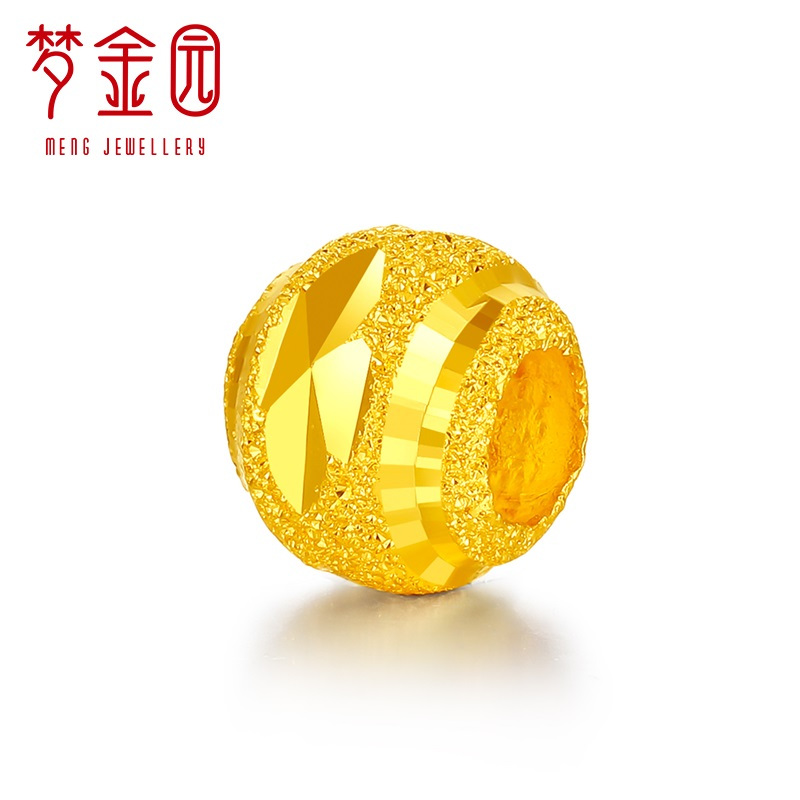梦金园 黄金路路通转运珠 足金999车花磨砂 计价/送红绳/不含链 黄金饰品首饰