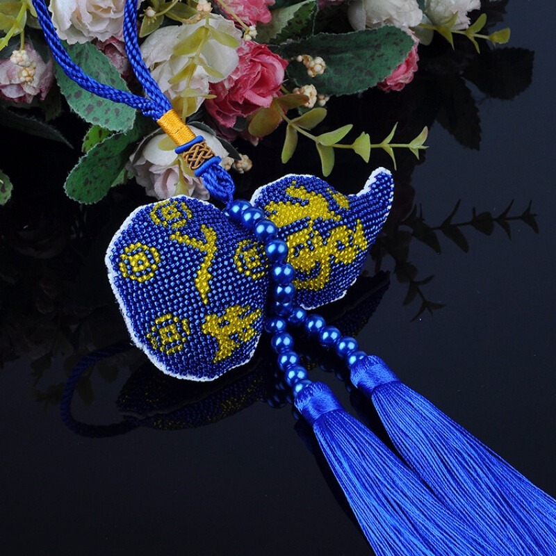 18新款平安福葫芦全珠子绣十字绣汽车小挂件车挂饰简单自己绣保平安符