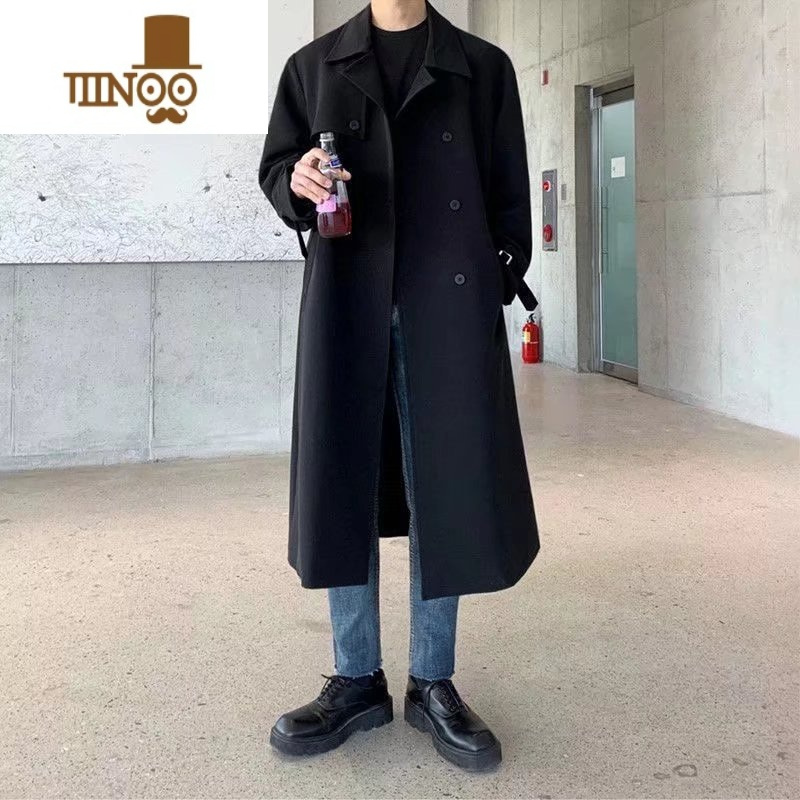 YANXU卡其色巴尔马肯风衣外套中长款oversize公务员大衣感斗篷秋