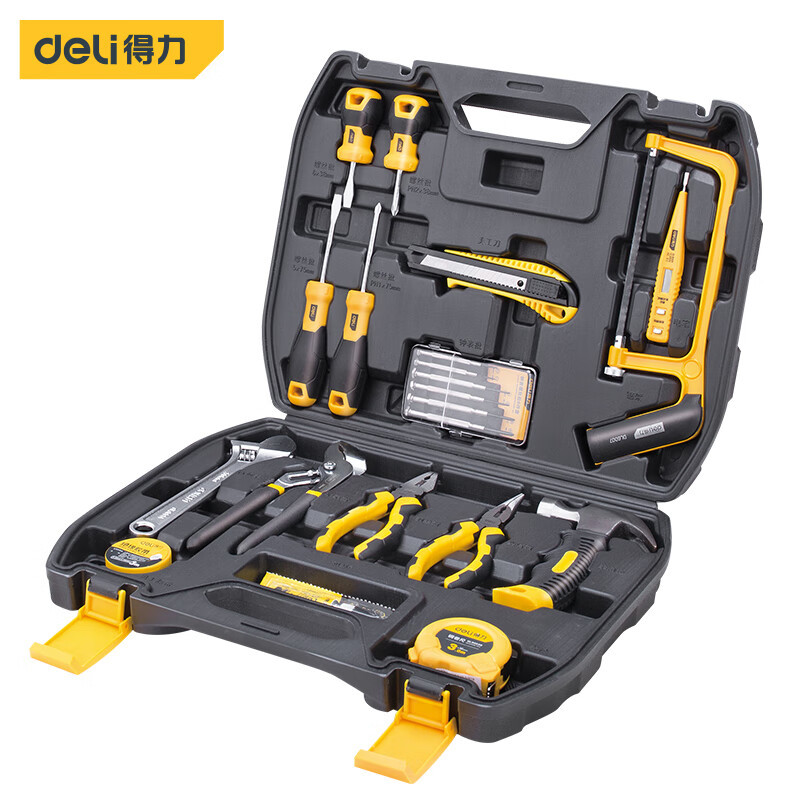 得力(deli)工具箱套装 电工维修五金手动工具组套布包