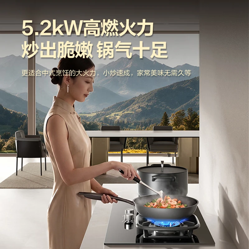 华帝燃气灶升级纳米抗污科技天然气猛火灶5.2KW开孔可调节嵌入式台式煤气炉双灶台i10071BS 天然气
