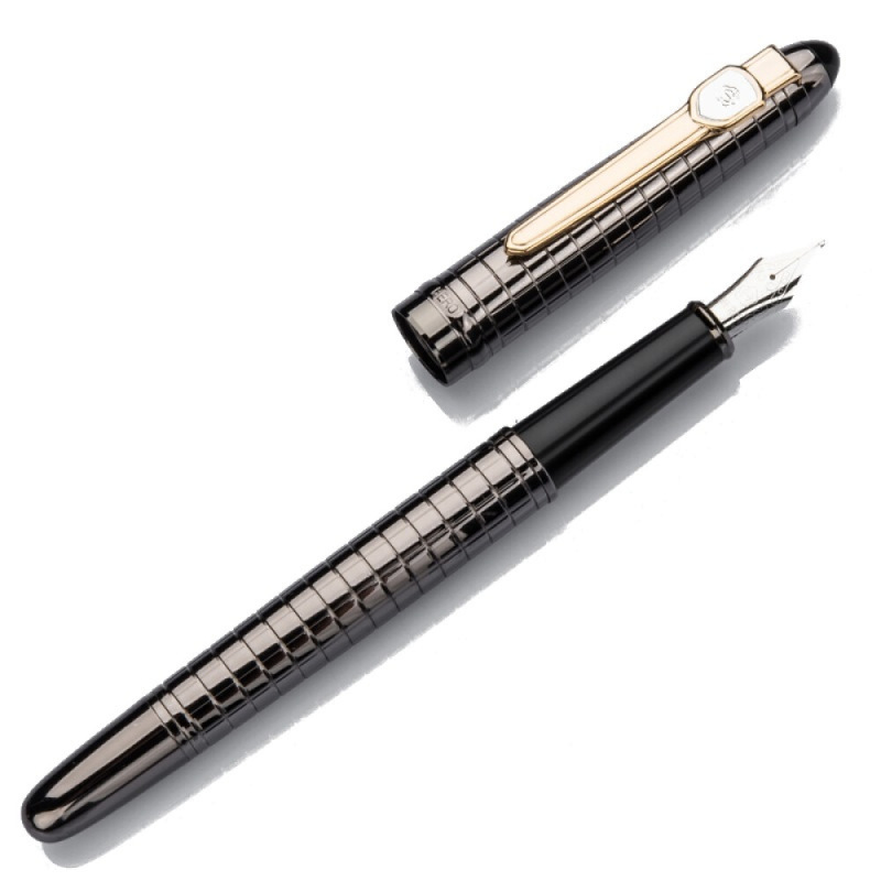 英雄 HERO 黑金钢色铱金钢笔-1095
