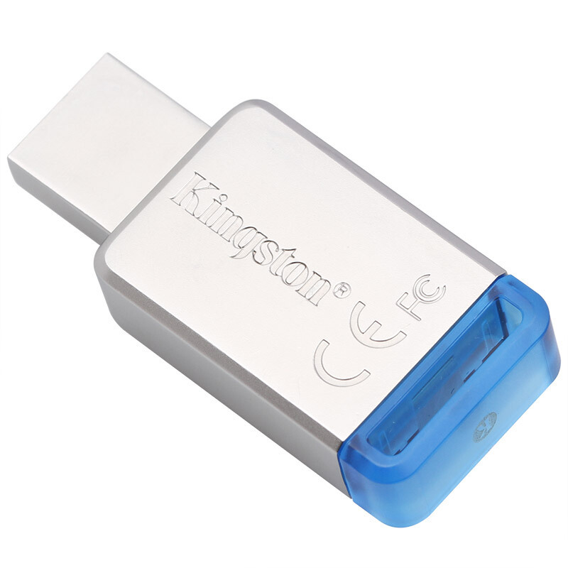 [精选]金士顿(Kingston)USB3.1 64GB 金属U盘 DT50 高速车载U盘 蓝色 64GB