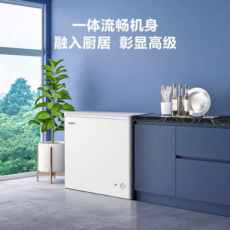 海尔(Haier)200升家用卧式冰柜冷柜小冰箱 减霜80% 断电保护 一级能效 3D逆循环速冷BC/BD-200GHD