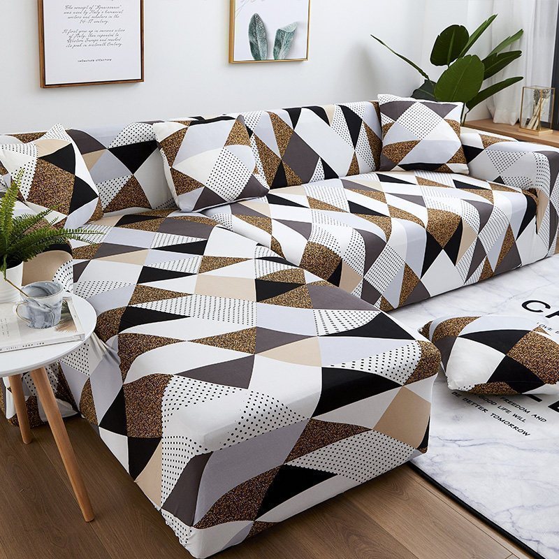 弹力懒人沙发套罩通用型全包萬能套北欧简约布艺沙发垫全盖布一套 銮金 L形组合沙发(贵妃XL码+沙发XL码)