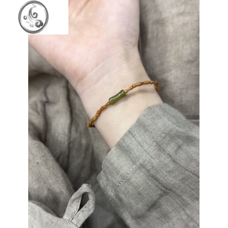 jimi青玉竹节橄榄核手链小众精致文艺复古国风民族风首饰手串