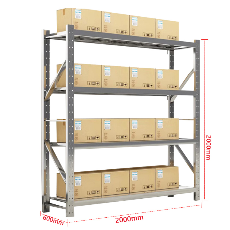 鑫金虎 304不锈钢2.0m货架承重200kg/层收纳置物架四层仓储超市货架2000*600*2000mm高清大图