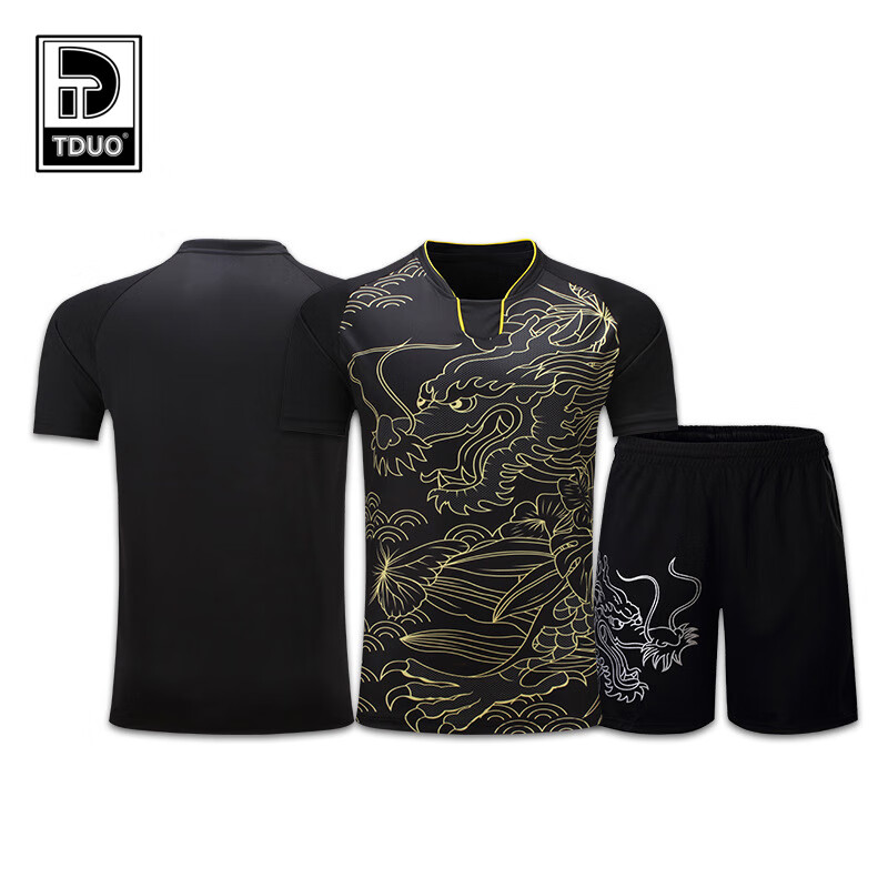 Tduo乒乓球服 T9 套 黑色B 男款4XL