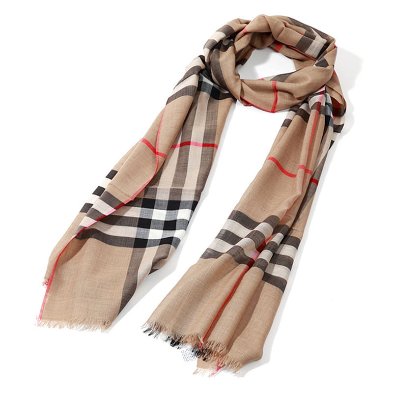博柏利 Burberry 围巾 丝巾 披肩 Burberry 巴宝莉新款经典驼色格纹男女同款羊毛真丝混纺围巾 价格图片品牌报价 苏宁易购欧洲米兰奢品海外专营店