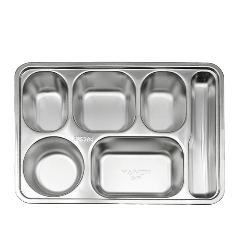 迈援 餐盘 304不锈钢特大加深 五格(带勺位) 个高清大图
