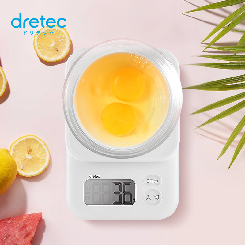 DRETEC 日本电子秤厨房秤2千克称食物称烘焙秤迷你KS-705 白色