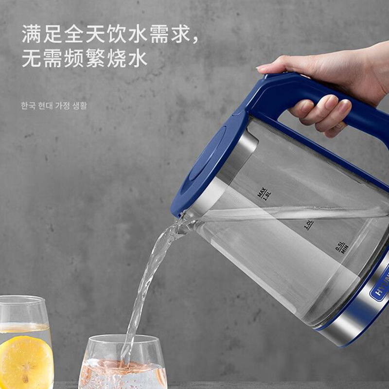 韩国现代HYUNDAI电热水壶 电水壶热水壶电热水壶304不锈钢 暖水壶烧水壶 QC-SH1827A蓝色