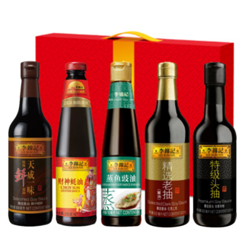 李锦记 调味料组合B(特级鲜酱油500ml+蚝油510G+豉油410ml+老抽500ml+特级头抽500ml)