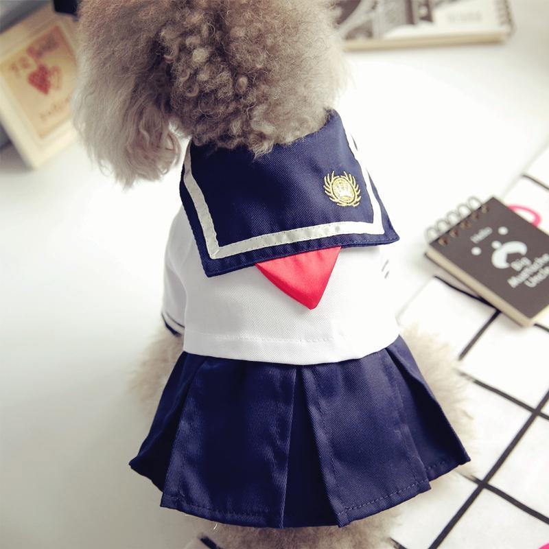 泡泡袖可爱衬衫 粉色 S 猫衣服夏装裙子猫咪狗狗可爱衬衫裙子薄款宠物制服裙水手服狗衣服
