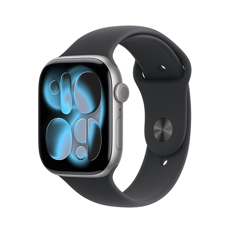 Apple Watch S11 GPS 46毫米深空灰色铝金属表壳 黑色运动型表带-S/M