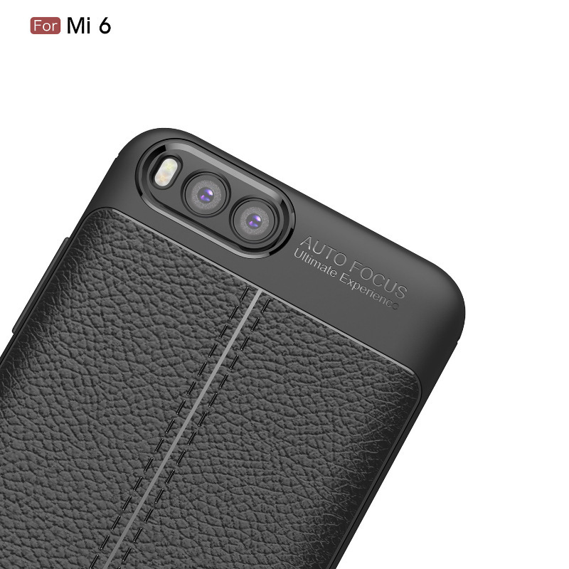 HIGE/小米6荔枝纹手机壳 max2全包磨砂TPU皮纹防摔防撞保护套男女款 适用于小米6手机壳 灰色