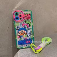 日韩卡通涂鸦女孩iPhone12promax苹果11手机壳x/xs/xsmax硅胶8p套 吃面包女孩+彩色挂绳 收藏关注
