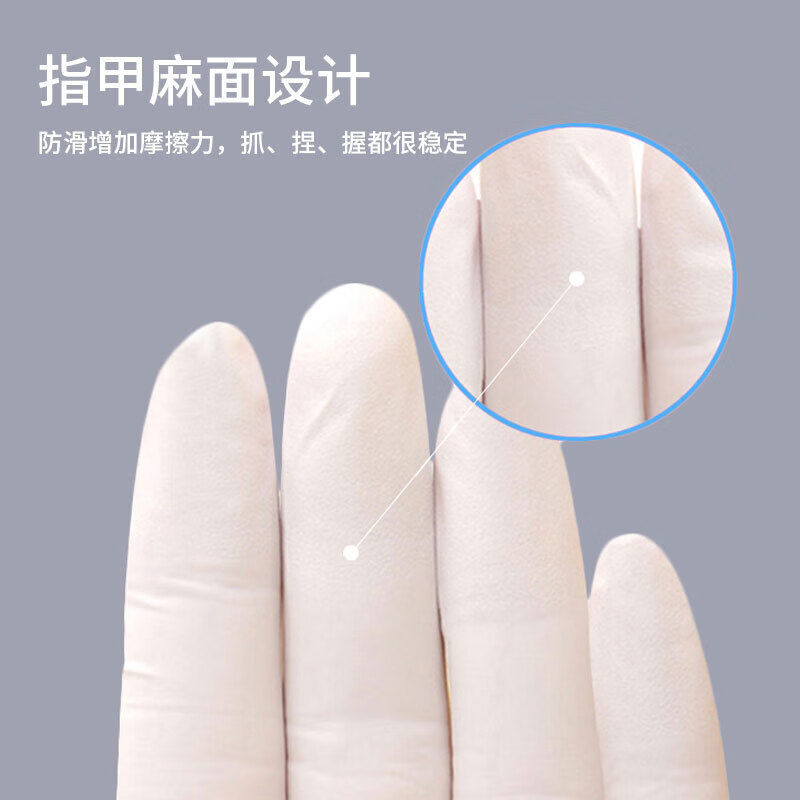 芳草地1G6048一次性丁腈手套20只 食品级厨房烧烤家务薄款丁晴手套12寸白色M号高清大图