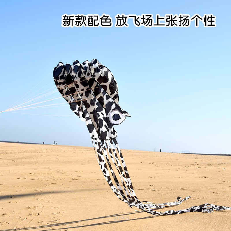 潍坊风筝新款软体章鱼成型微风好飞儿童初学易飞立体卡通创意 三维工匠 4米黑白章鱼(仅风筝)高清大图