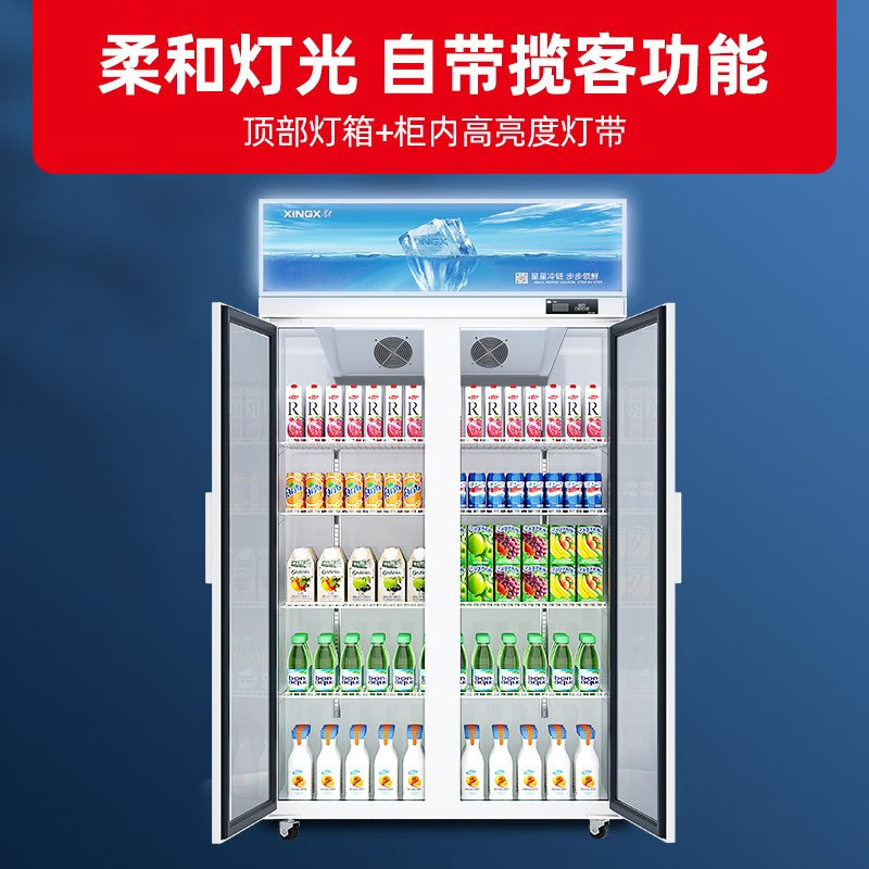 星星(XINGX)528升风冷无霜展示柜冷藏柜双门保鲜柜商用冰柜饮料超市便利店陈列柜 双门风冷无霜 LSC-528WD