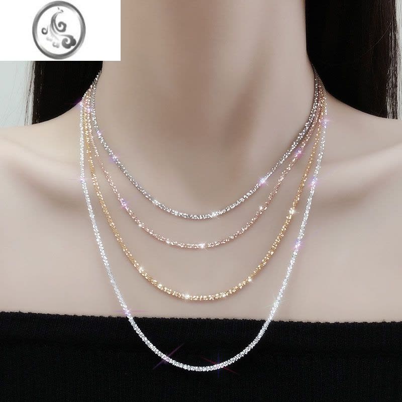 JiMi波光粼粼满天星项链女银银925小众轻奢菜花链裸链素链锁骨链挂绳图片