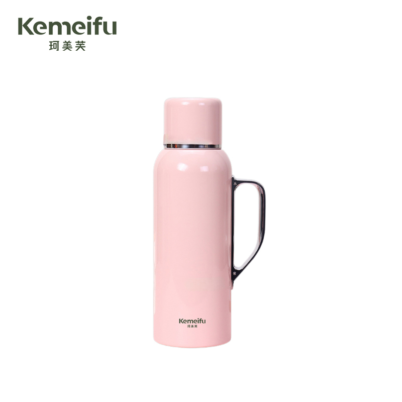 珂美芙 304不锈钢带提手显温保温杯 粉红色850ml 个