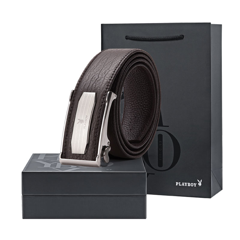 花花公子正品男士皮带自动扣纯头层牛皮年轻人休闲潮流商务裤腰带高清大图