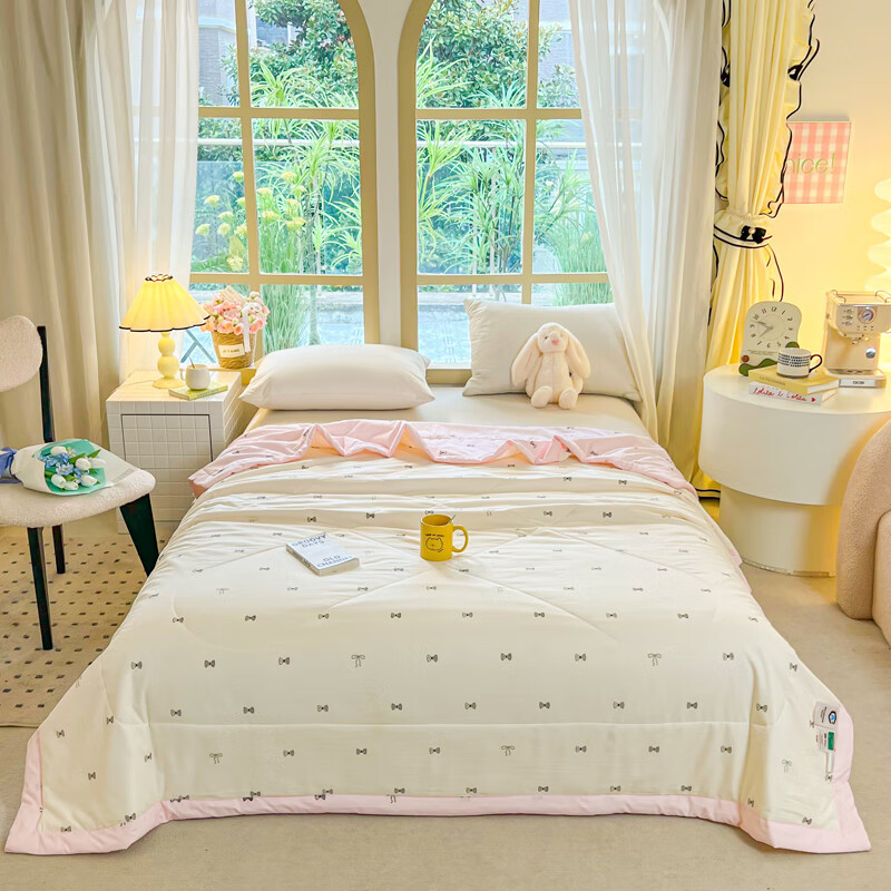 约克罗兰 糯柔棉空调被印花单人双人薄被YK5205 粉边萌趣 150cm*200cm