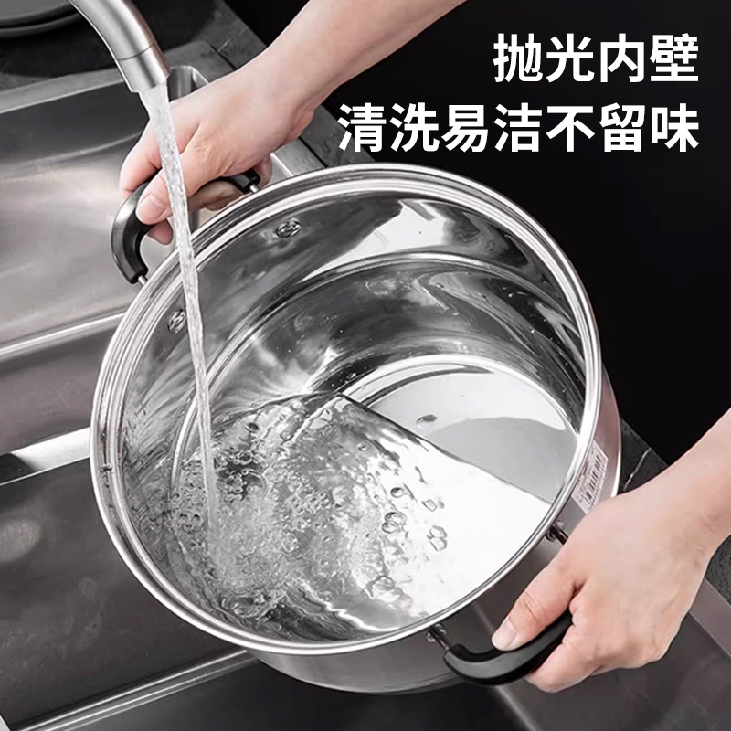 栢士德 BYSTON 不锈钢蒸煮锅 BST-084 28CM高清大图