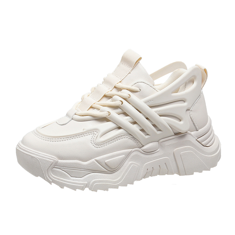 拉夏贝尔22年新款舒适厚底百搭老爹鞋单款春秋小白鞋时尚休闲鞋