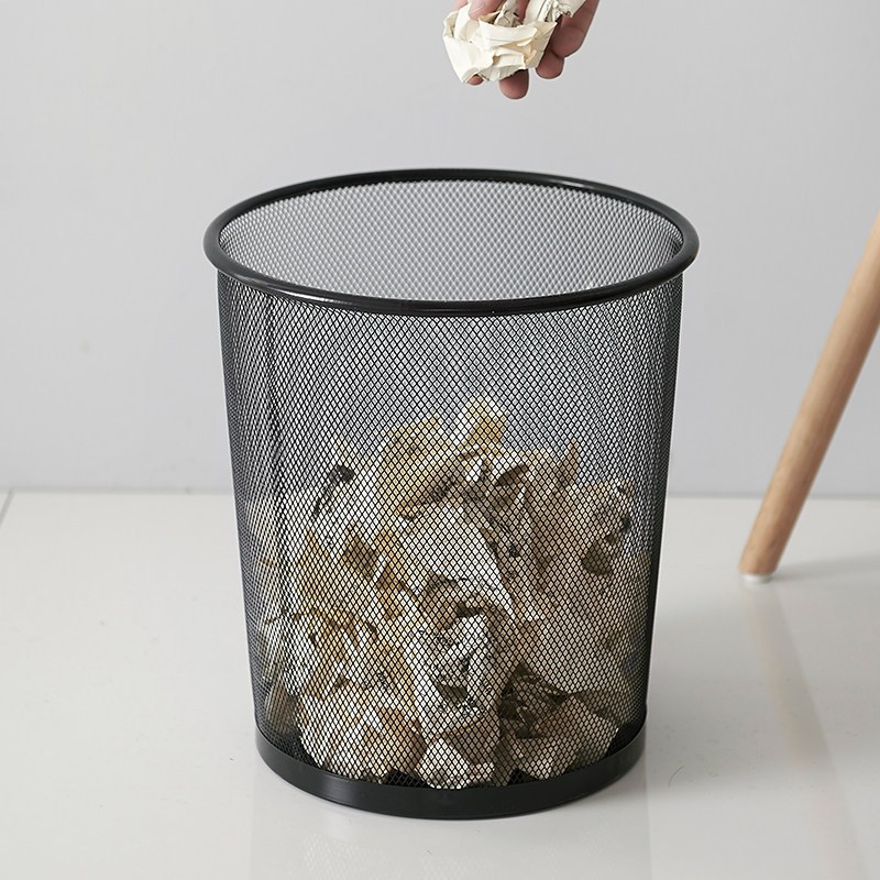 绵冠家用办公室垃圾桶厨房客厅卫生间垃圾筒铁丝网加厚无盖纸篓 垃圾桶