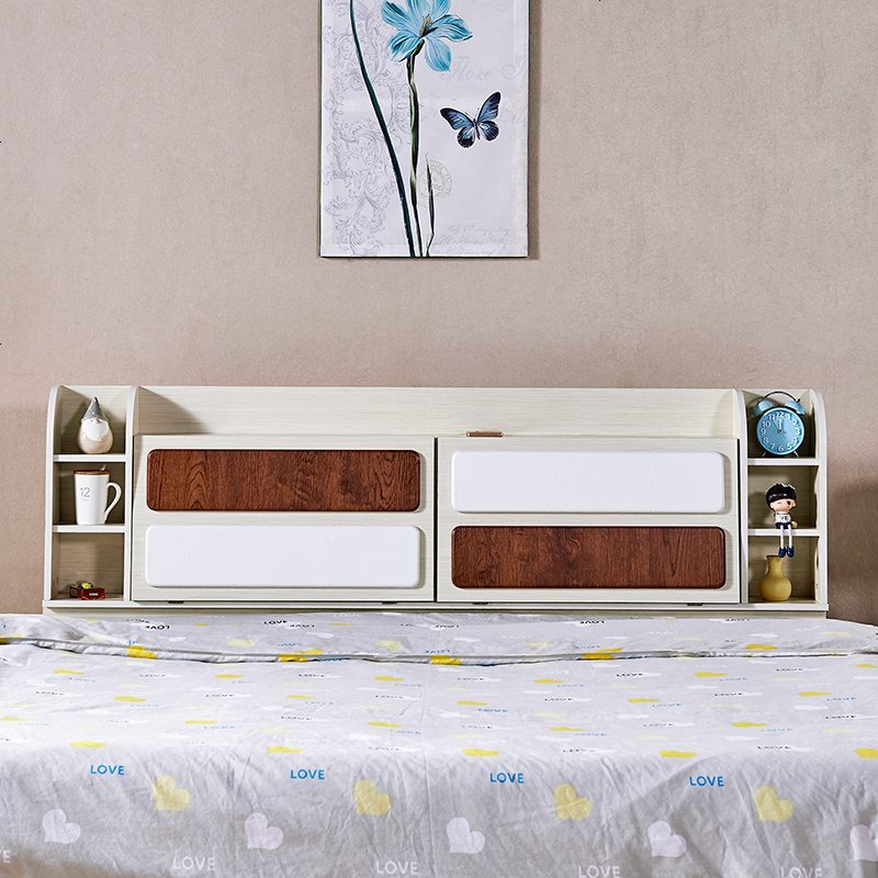 苏宁严选欧式床头板软包新款简约现代多功能储物床头免漆双人床靠板大