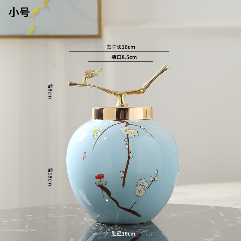 新中式景德镇陶瓷器手绘花瓶插花 客厅玄关茶几陶瓷器
