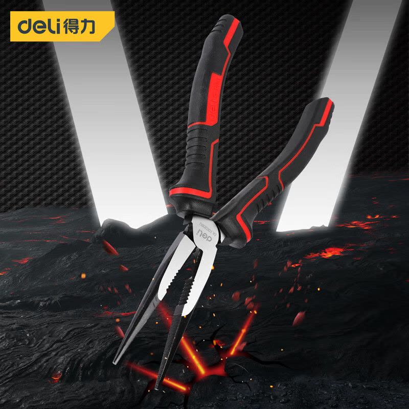 得力(deli)工业级尖嘴钳 高寿命耐剪切防滑手柄剪线钳8英寸DL100208G图片