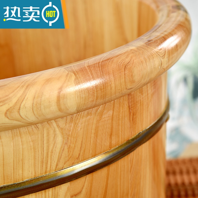 JING PING泡脚桶木质40cm高深桶泡脚盆木桶家用实木过小腿木头制足浴洗脚桶高清大图