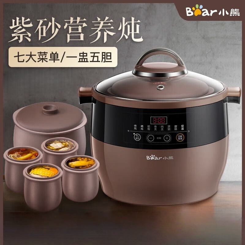 小熊(Bear)电炖锅 电炖盅 隔水炖锅 煲汤锅炖汤锅 电砂锅 紫砂锅 煮粥锅5-6人大容量可预约定时DDZ-B45Z1